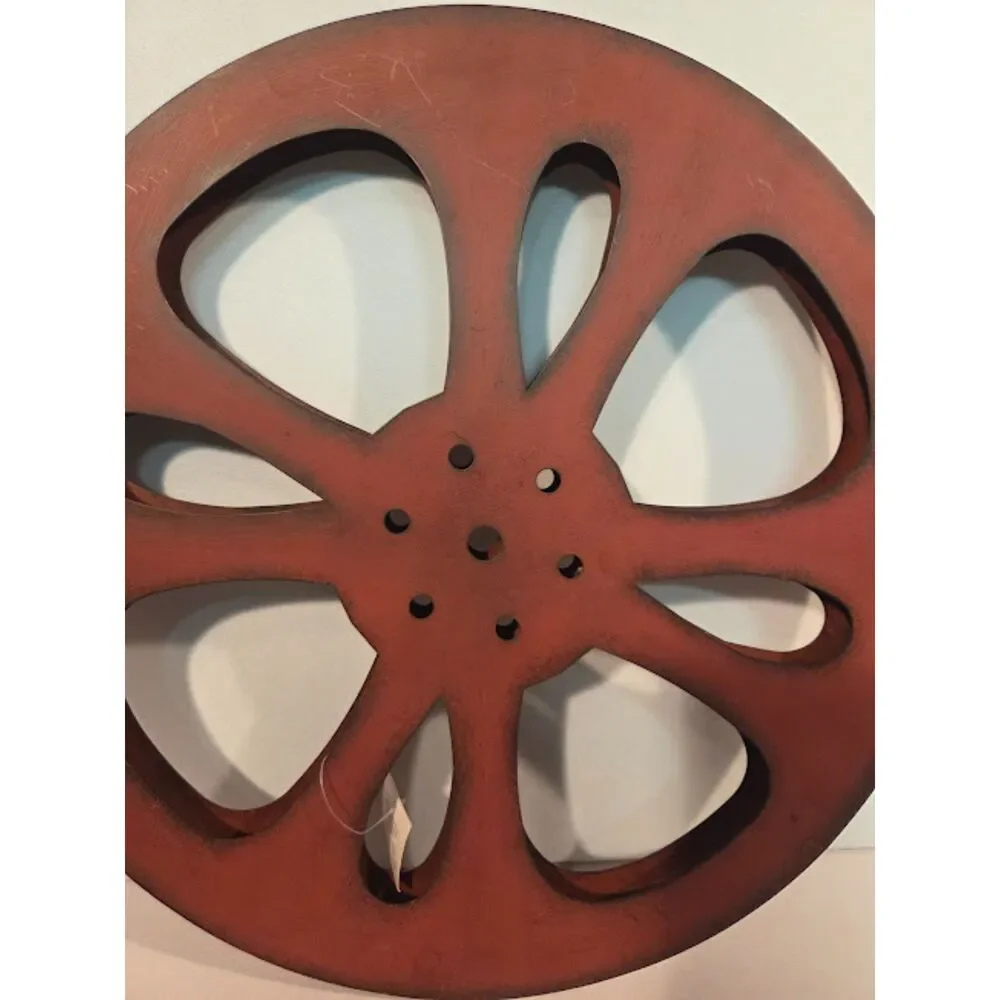 Rustic Red Metal Wheel Farmhouse Decor | Industrial Wall Art | 18” Vintage Style